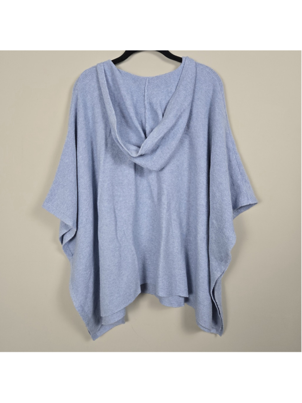 J Jill Womens Asymmetric Knit Poncho One Size Blue Oversized Coastal Layers Boho - Picture 2 of 7